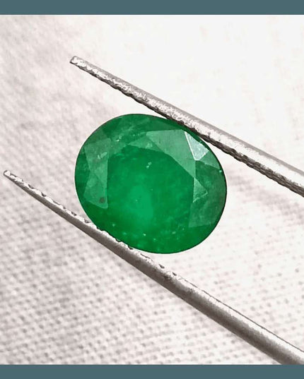 2.10ct Deep Green Emerald certified by GSI - SMSGEMS 