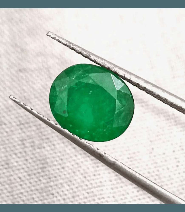2.10ct Deep Green Emerald certified by GSI - SMSGEMS 