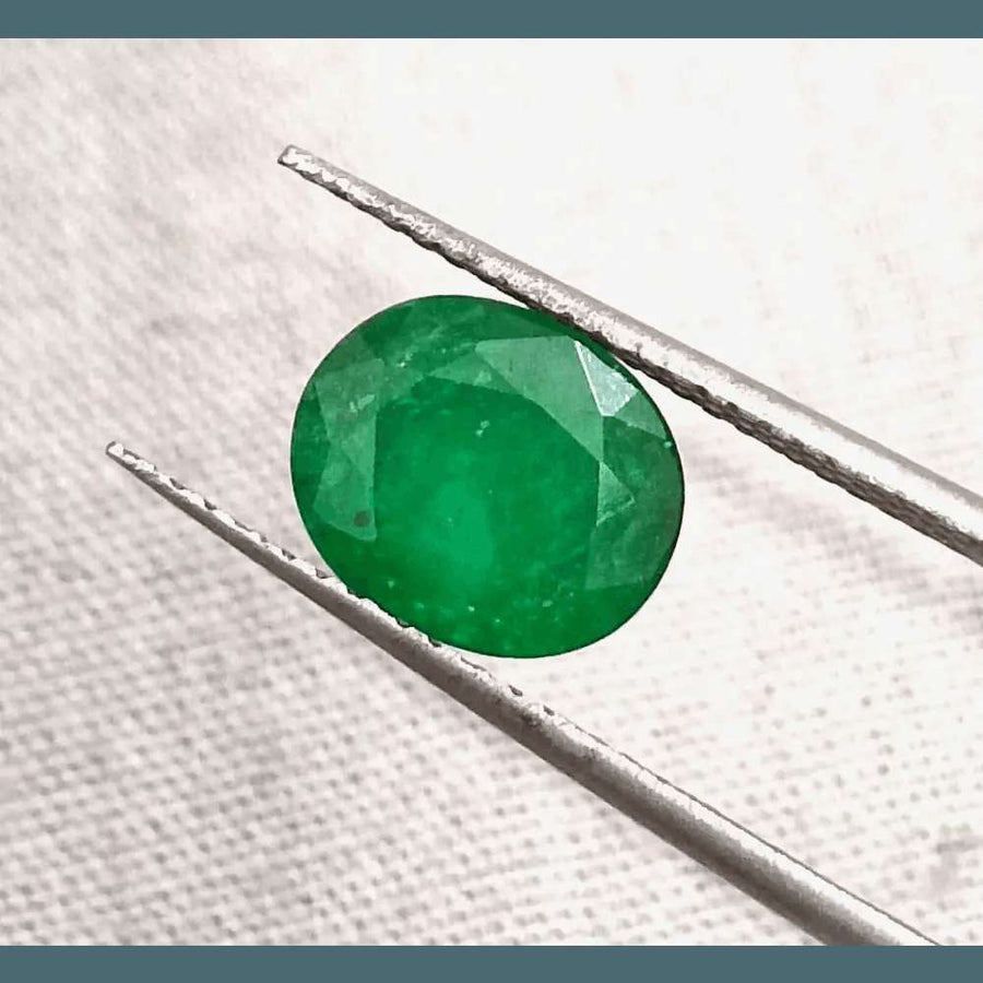 2.10ct Deep Green Emerald certified by GSI - SMSGEMS 