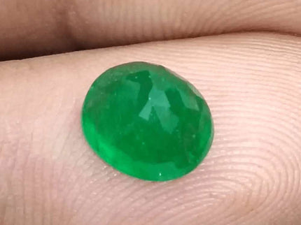 2.10ct Deep Green Emerald certified by GSI - SMSGEMS 