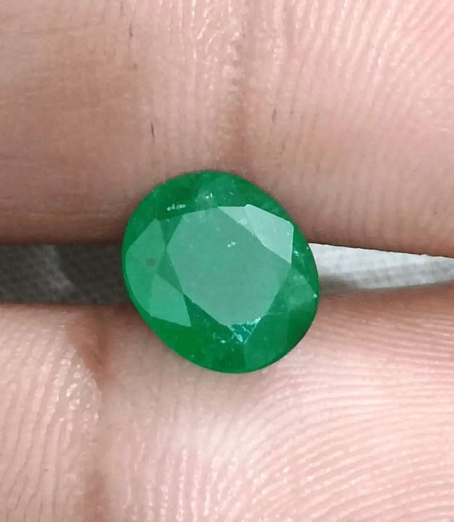 2.10ct Deep Green Emerald certified by GSI - SMSGEMS 