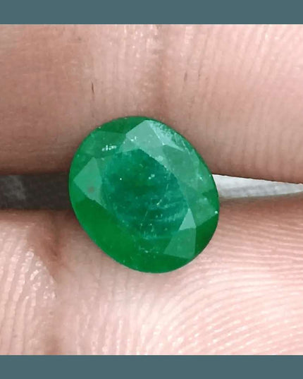 2.10ct Deep Green Emerald certified by GSI - SMSGEMS 