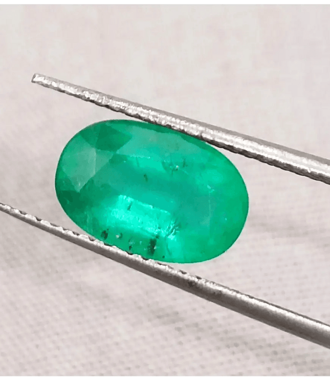 GSI Certified 2.16ct Medium Green Zambian Emerald, Natural Gemstone - SMSGEMS 