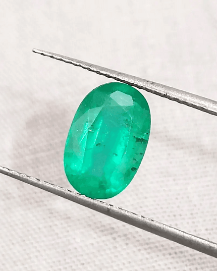 GSI Certified 2.16ct Medium Green Zambian Emerald, Natural Gemstone - SMSGEMS 