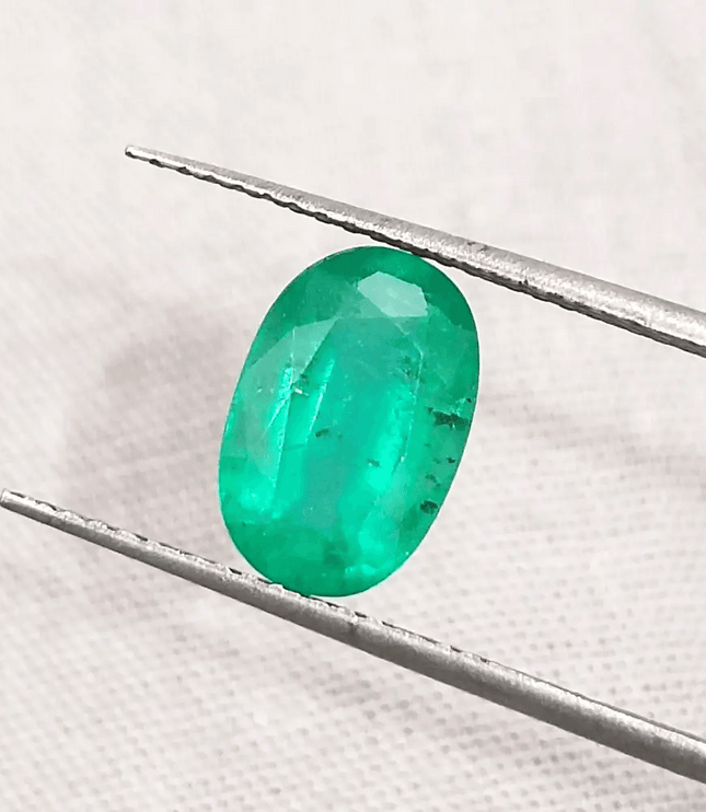 GSI Certified 2.16ct Medium Green Zambian Emerald, Natural Gemstone - SMSGEMS 
