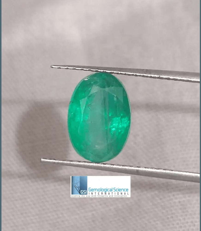 2.25ct Intense Medium Green Zambian Emerald certified by GSI - SMSGEMS 