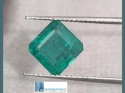 2.29ct Medium Deep Pure Green Emerald GSI Certified - SMSGEMS 