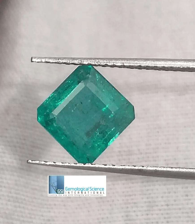 2.29ct Medium Deep Pure Green Emerald GSI Certified - SMSGEMS 