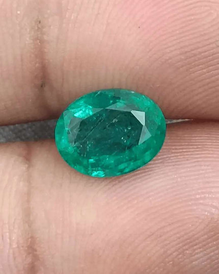 GSI Certified 2.31ct Vivid Medium Green Zambian Emerald, 100% Natural Gemstone - SMSGEMS 