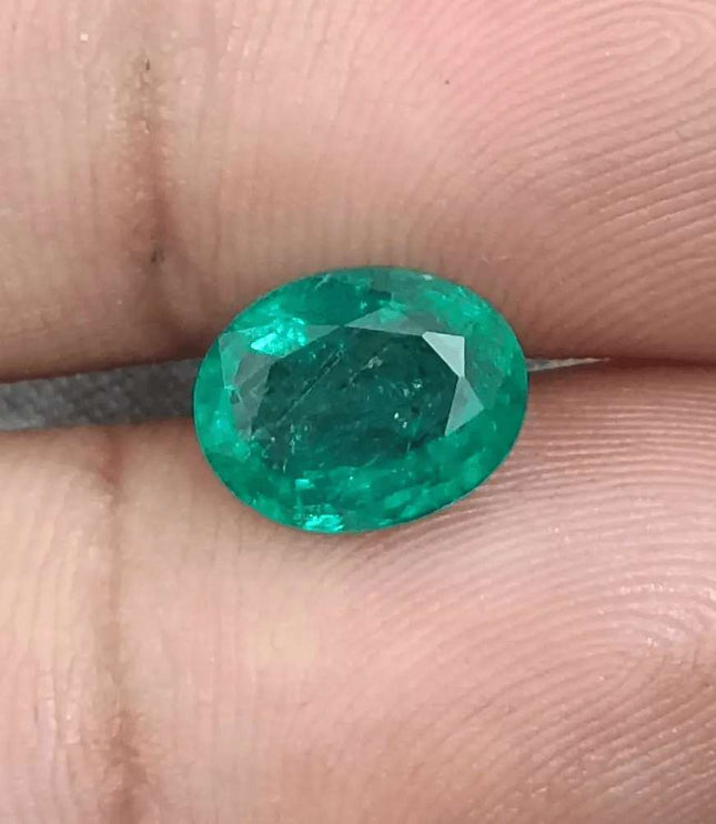 GSI Certified 2.31ct Vivid Medium Green Zambian Emerald, 100% Natural Gemstone - SMSGEMS 