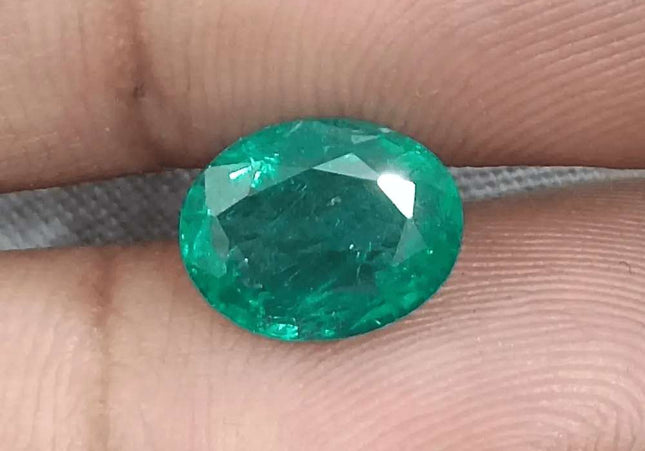 GSI Certified 2.31ct Vivid Medium Green Zambian Emerald, 100% Natural Gemstone - SMSGEMS 