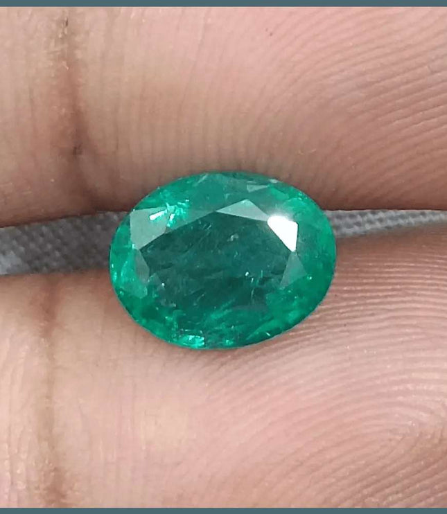 GSI Certified 2.31ct Vivid Medium Green Zambian Emerald, 100% Natural Gemstone - SMSGEMS 
