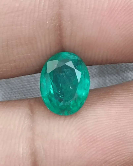 GSI Certified 2.31ct Vivid Medium Green Zambian Emerald, 100% Natural Gemstone - SMSGEMS 