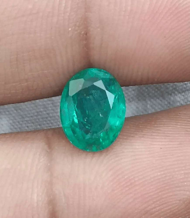 GSI Certified 2.31ct Vivid Medium Green Zambian Emerald, 100% Natural Gemstone - SMSGEMS 