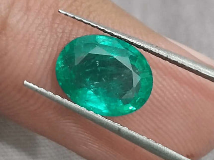 GSI Certified 2.31ct Vivid Medium Green Zambian Emerald, 100% Natural Gemstone - SMSGEMS 