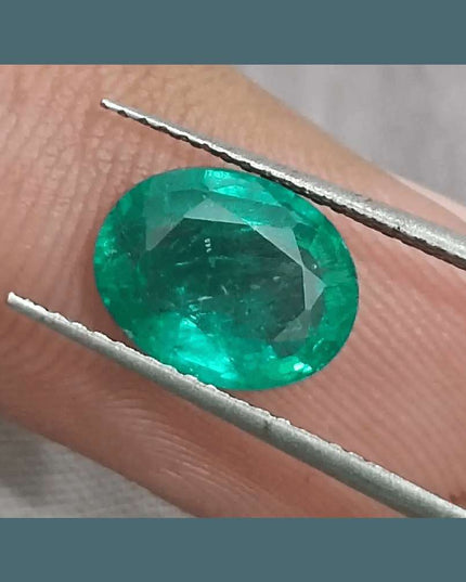 GSI Certified 2.31ct Vivid Medium Green Zambian Emerald, 100% Natural Gemstone - SMSGEMS 