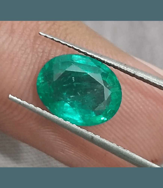 GSI Certified 2.31ct Vivid Medium Green Zambian Emerald, 100% Natural Gemstone - SMSGEMS 