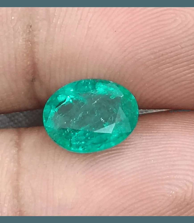 GSI Certified 2.31ct Vivid Medium Green Zambian Emerald, 100% Natural Gemstone - SMSGEMS 