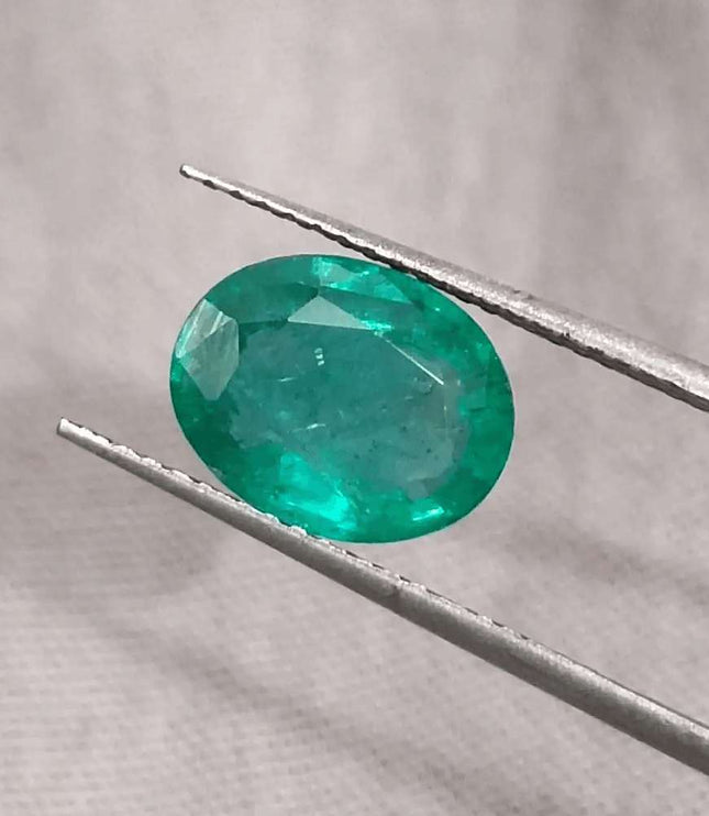 GSI Certified 2.31ct Vivid Medium Green Zambian Emerald, 100% Natural Gemstone - SMSGEMS 