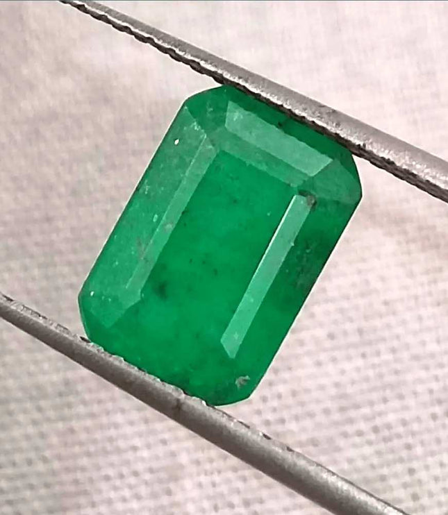2.36ct Deep Green Zambian emerald GSI Certified - SMSGEMS 