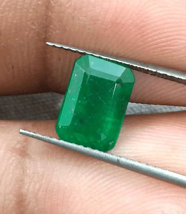 2.36ct Deep Green Zambian emerald GSI Certified - SMSGEMS 