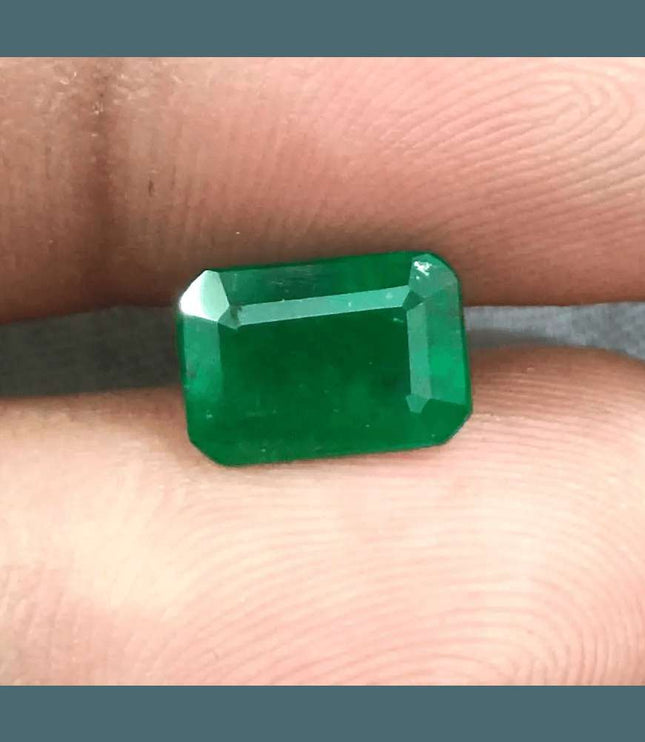 2.36ct Deep Green Zambian emerald GSI Certified - SMSGEMS 