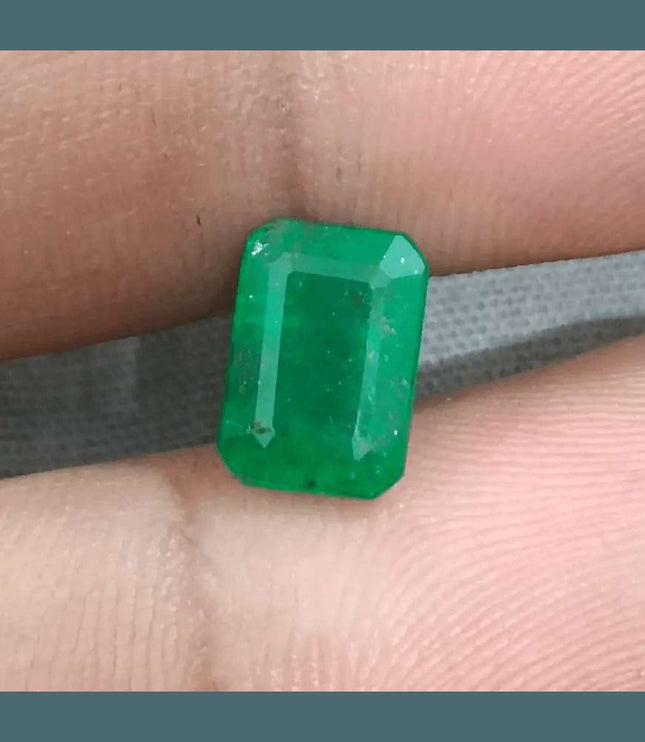 2.36ct Deep Green Zambian emerald GSI Certified - SMSGEMS 