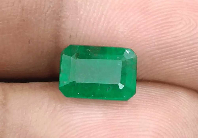 2.36ct Deep Green Zambian emerald GSI Certified - SMSGEMS 