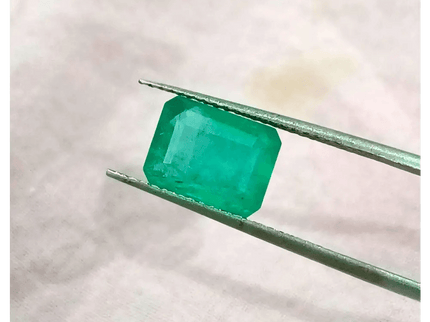 GSI Certified 2.41ct Velvet Green Zambian Emerald, 100% Natural Gemstone - SMSGEMS 