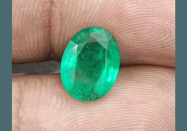 2.45ct Vivid Green Panjshir Emerald GSI Certified - SMSGEMS 