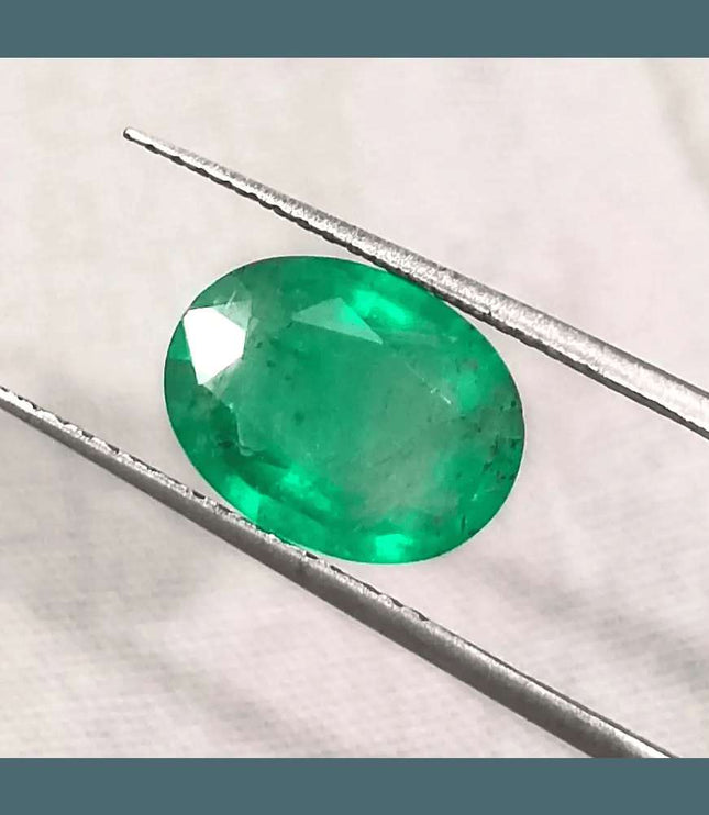 2.45ct Vivid Green Panjshir Emerald GSI Certified - SMSGEMS 