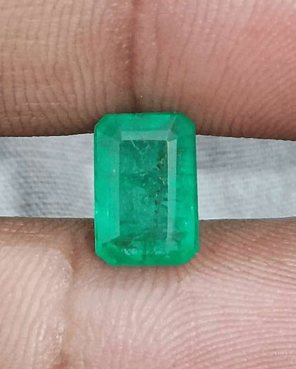 GSI Certified 2.58ct Vivid Green Zambian Emerald, 100% Natural Gemstone - SMSGEMS 