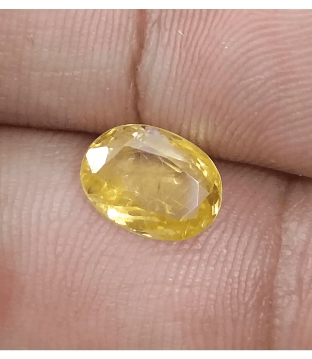 GSI Certified 2.58ct Yellow Ceylon Sapphire, Natural Untreated Gemstone - SMSGEMS 