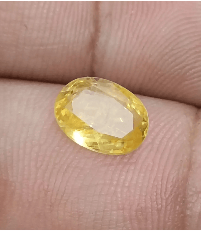 GSI Certified 2.58ct Yellow Ceylon Sapphire, Natural Untreated Gemstone - SMSGEMS 