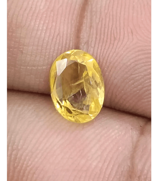 GSI Certified 2.58ct Yellow Ceylon Sapphire, Natural Untreated Gemstone - SMSGEMS 