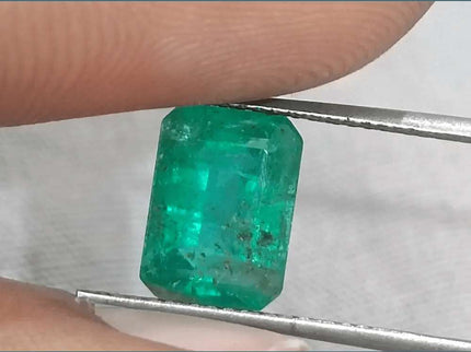 GSI Certified 2.62ct Medium Green Zambian Emerald - SMSGEMS 