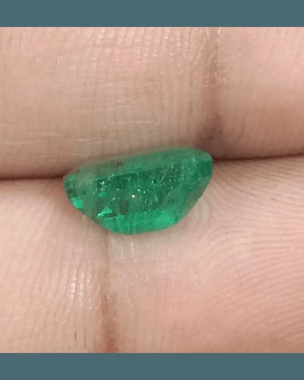 GSI Certified 2.62ct Medium Green Zambian Emerald - SMSGEMS 