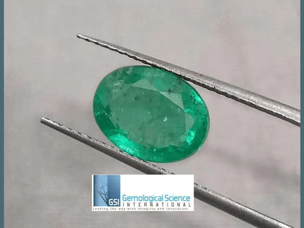 2.62ct Vivid Green Zambian emerald GSI Certified - SMSGEMS 
