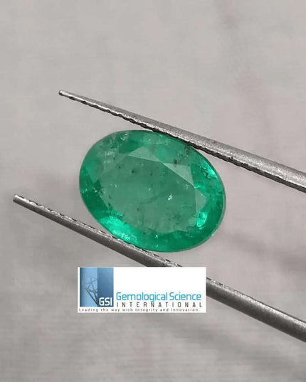 2.62ct Vivid Green Zambian emerald GSI Certified - SMSGEMS 