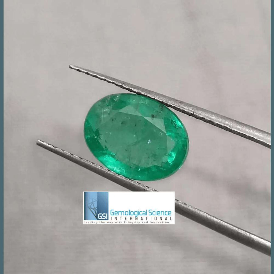 2.62ct Vivid Green Zambian emerald GSI Certified - SMSGEMS 