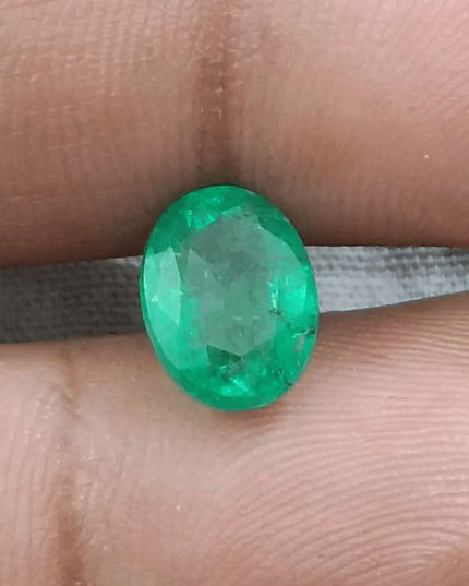 2.62ct Vivid Green Zambian emerald GSI Certified - SMSGEMS 