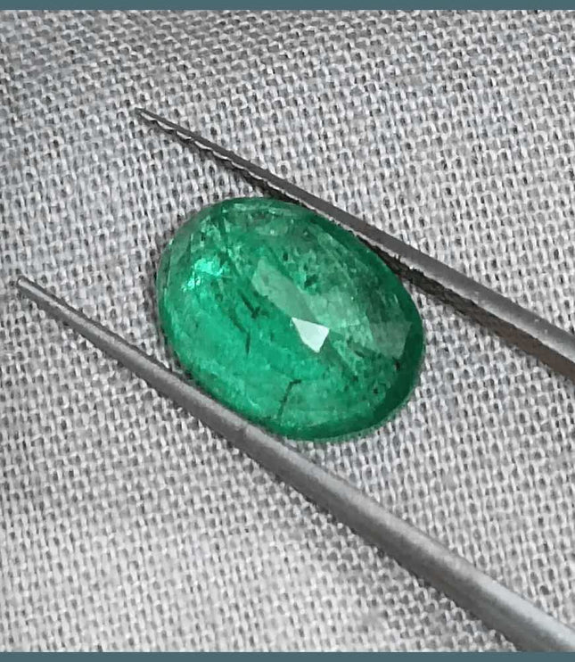 GSI Certified 2.67ct Vivid Green Zambian Emerald Natural Earth Mined Gemstone - SMSGEMS 
