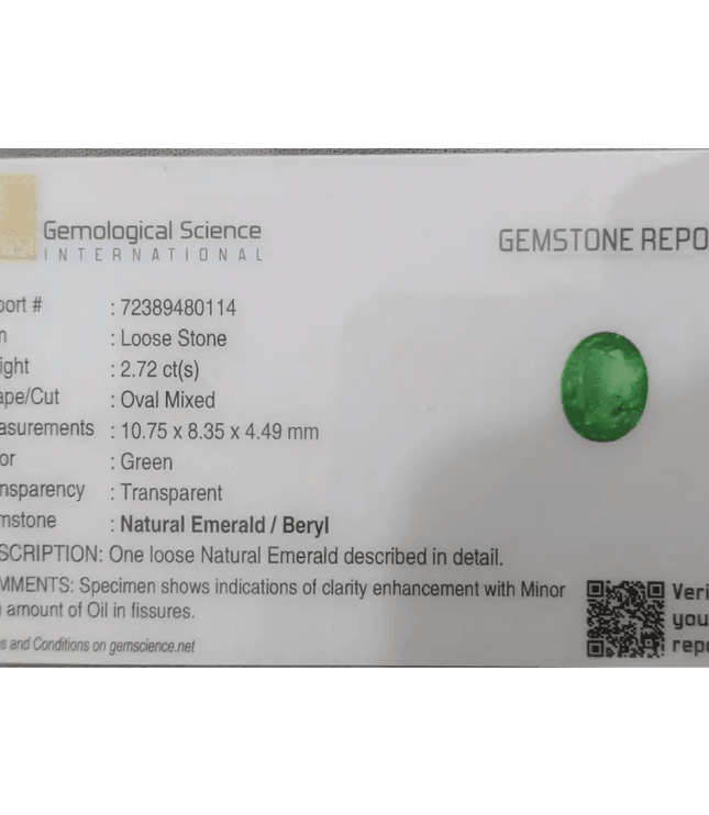 2.72ct Swat Emerald GSI Certified - SMSGEMS 