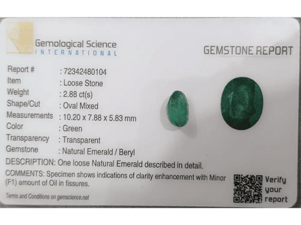 Emerald Deep Green Natural Gemstone GSI Certified 88ct - SMSGEMS 