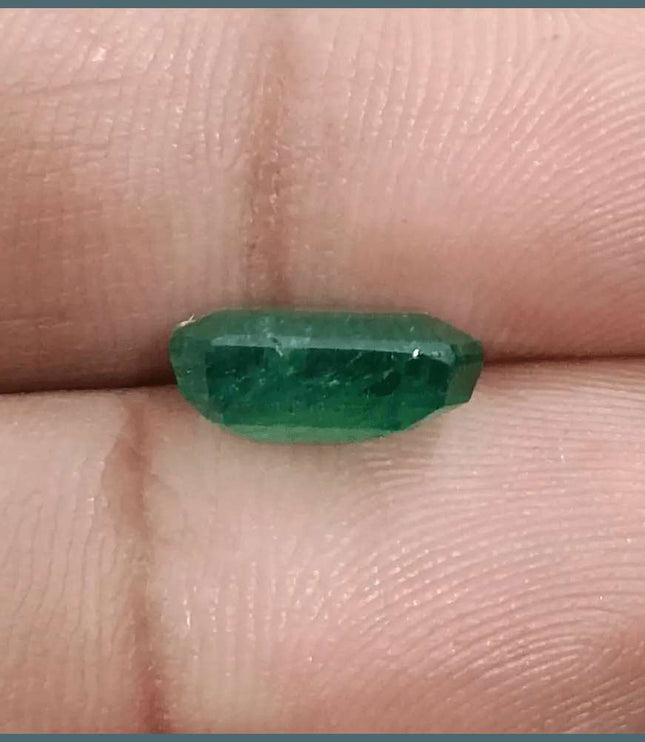 GSI Certified 2.96ct Deep Leaf Green Emerald, 100% Natural Gemstones - SMSGEMS 