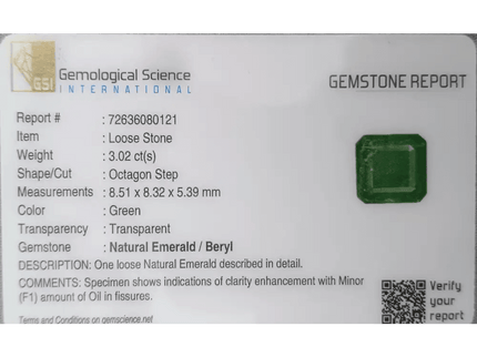 3.03ct Zambian Emerald Natural Gemstone - SMSGEMS 