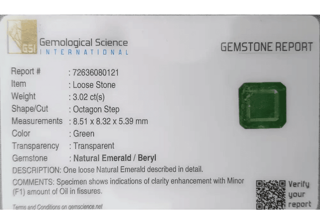 3.03ct Zambian Emerald Natural Gemstone - SMSGEMS 