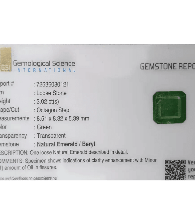 3.03ct Zambian Emerald Natural Gemstone - SMSGEMS 