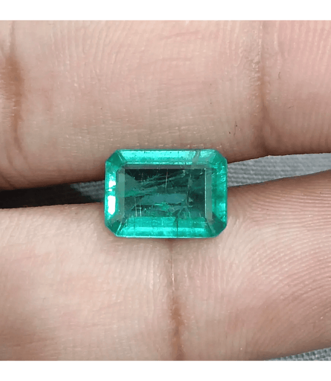 GSI Certified 3.05ct Zambian Emerald, 100% Natural Gemstone - SMSGEMS 