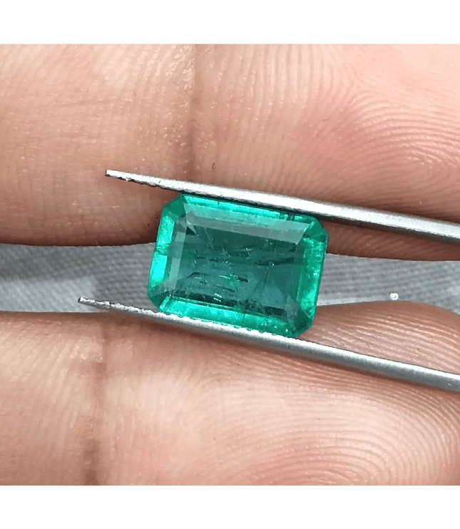 GSI Certified 3.05ct Zambian Emerald, 100% Natural Gemstone - SMSGEMS 
